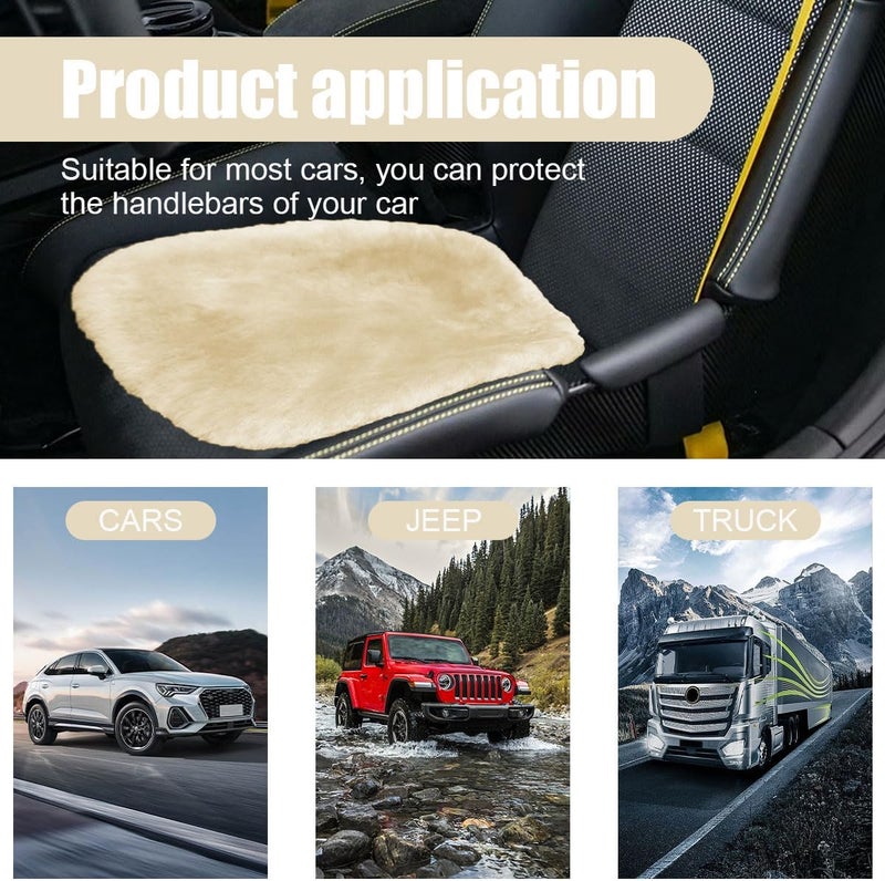 LHDOS Sheepskin Car Seat Cushion, Soft Comfort Winter Driver Seat Cover, Fluffy Faux Fur Front Seat Pad, Car Seat Protector Pad for Office Chair, Universal Interior Accessory for Car SUV Truck (Beige) - Image 5